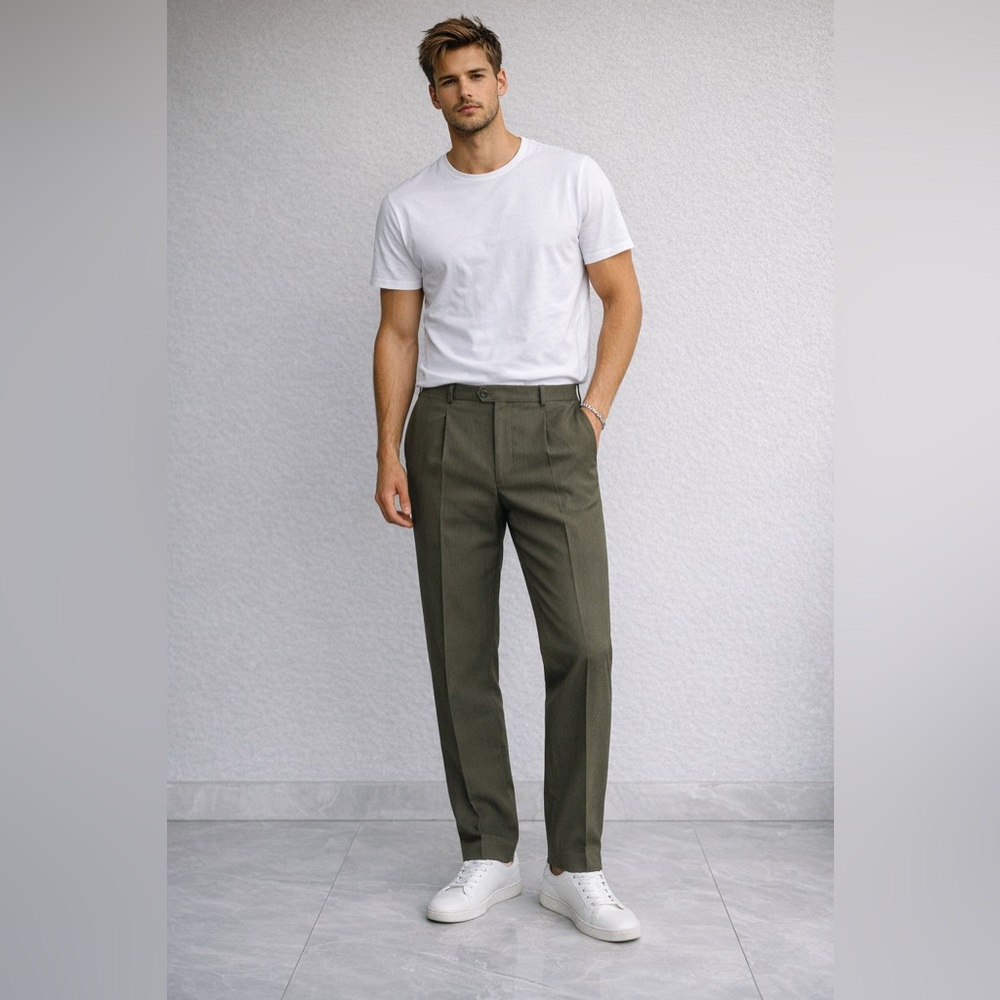 Zanella Men's Olive Dress Trousers. Wool. Made in Italy.
A6